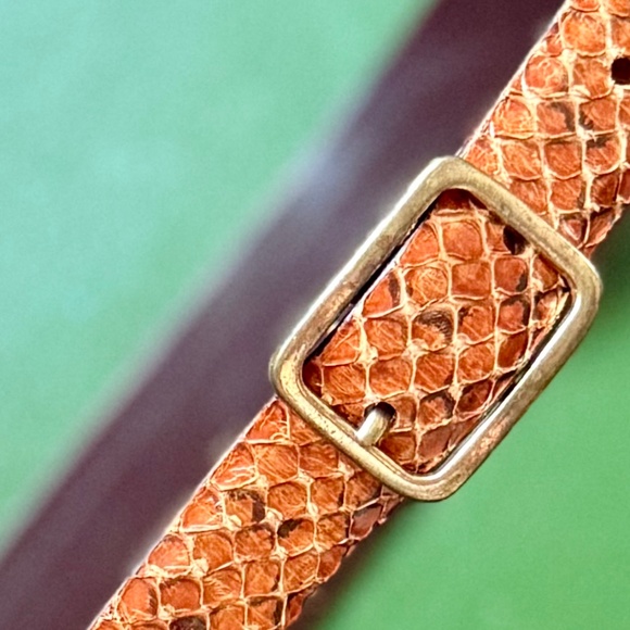 Italian Snakeskin Belt brown python gold buckle size small main image 11